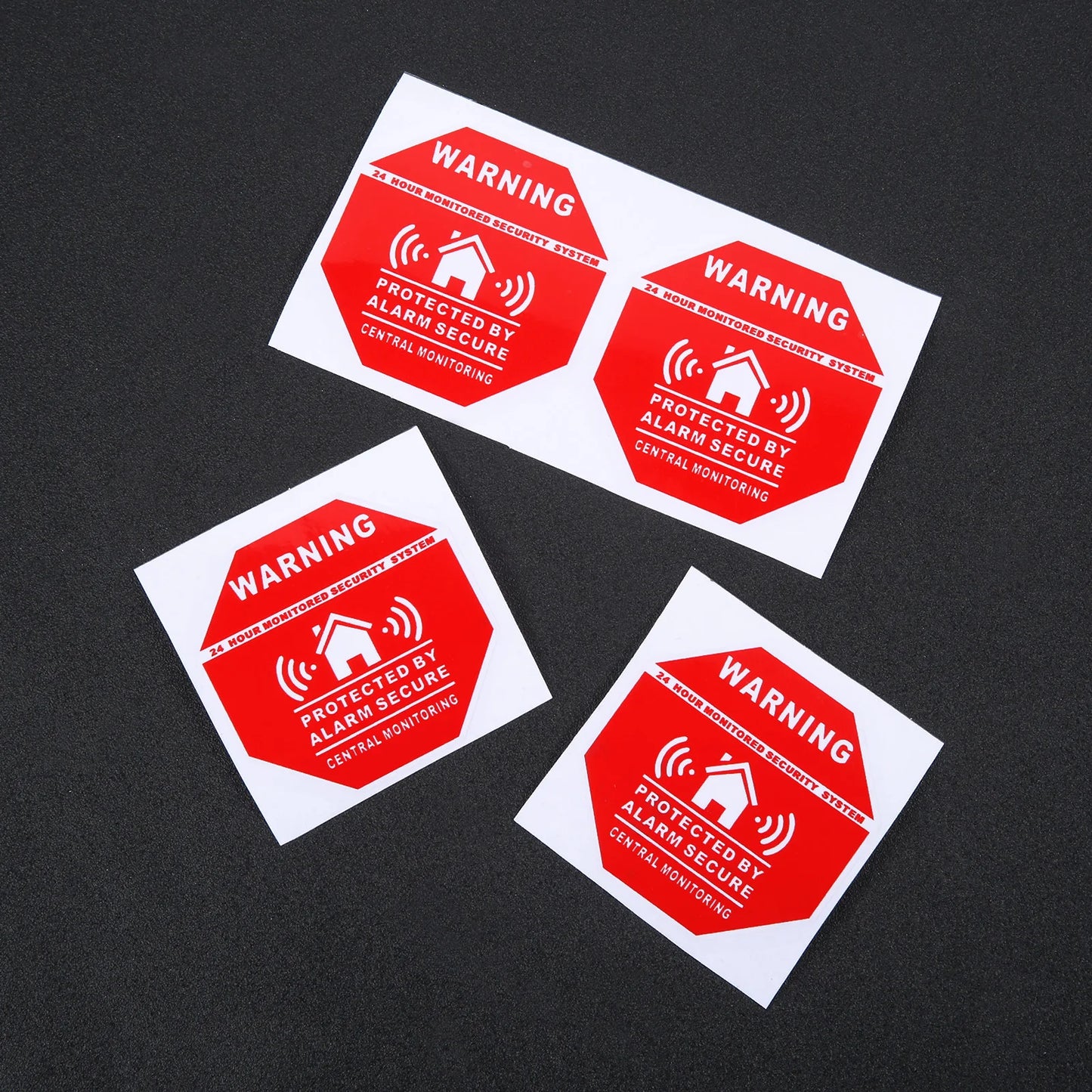 4er Set Aufkleber "Protected by Home Alarm", Grösse 7.5x7.5cm, für Türen, Fenster etc. - Alarmsysteme Schweiz & EU