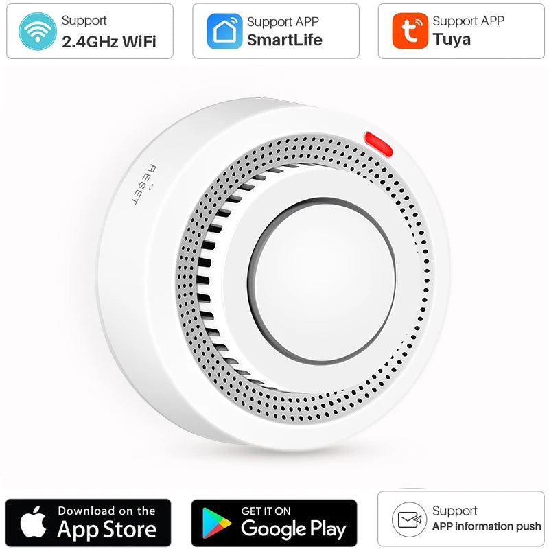 TUYA WLAN Rauchsensoren, 80DB laut, keine Basisstation nötig, Bedienung via Smart Life App - Alarmsysteme Schweiz & EU