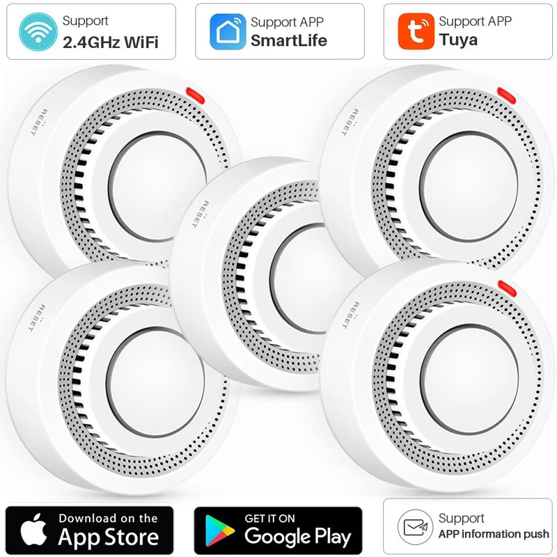TUYA WLAN Rauchsensoren, 80DB laut, keine Basisstation nötig, Bedienung via Smart Life App - Alarmsysteme Schweiz & EU