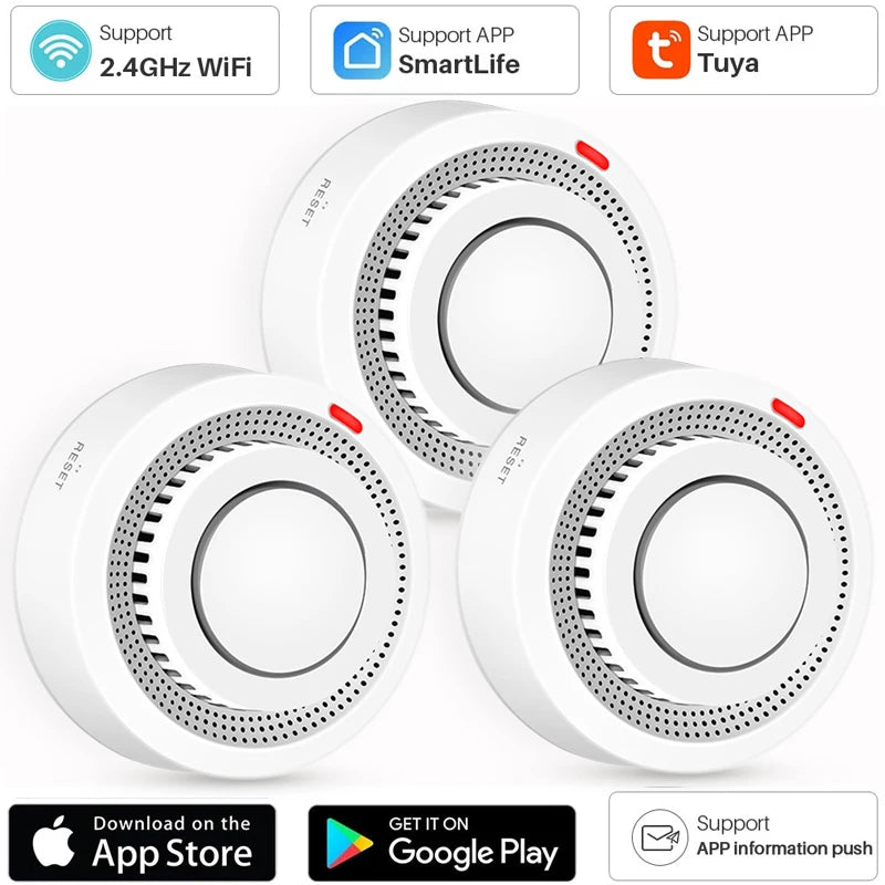 TUYA WLAN Rauchsensoren, 80DB laut, keine Basisstation nötig, Bedienung via Smart Life App - Alarmsysteme Schweiz & EU