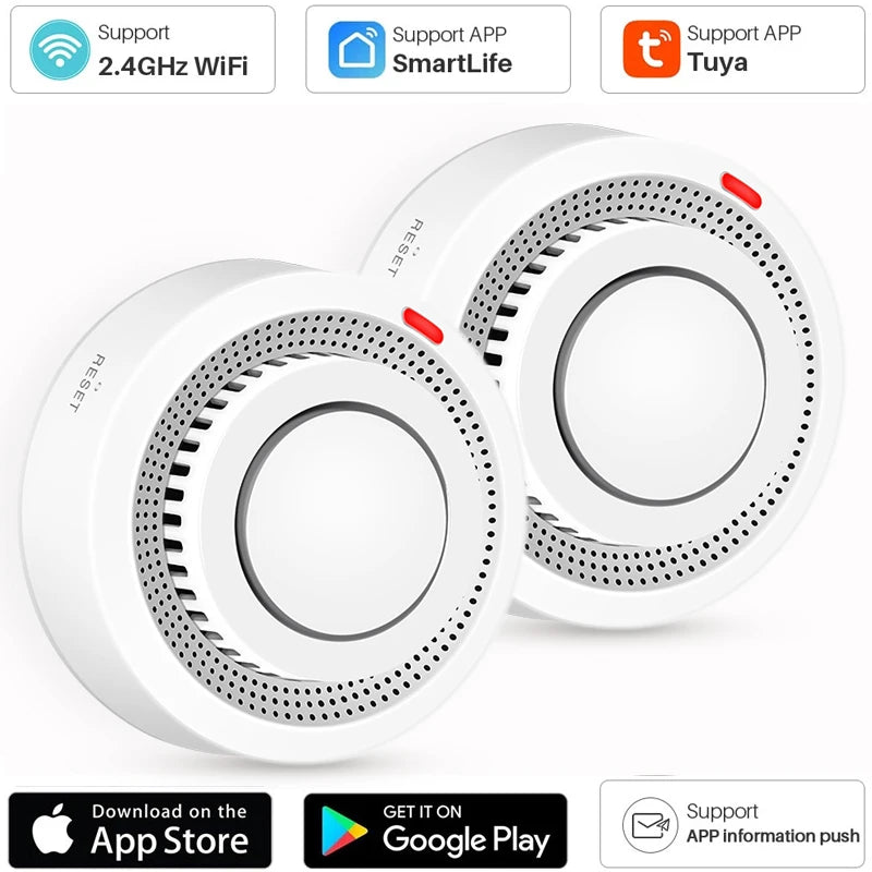 TUYA WLAN Rauchsensoren, 80DB laut, keine Basisstation nötig, Bedienung via Smart Life App - Alarmsysteme Schweiz & EU