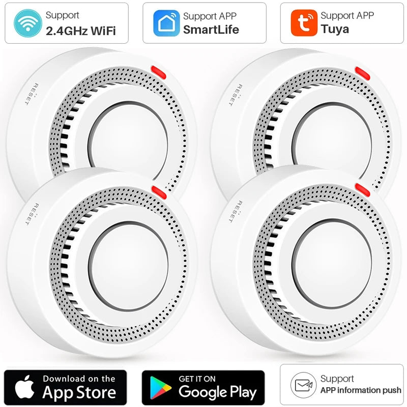 TUYA WLAN Rauchsensoren, 80DB laut, keine Basisstation nötig, Bedienung via Smart Life App - Alarmsysteme Schweiz & EU